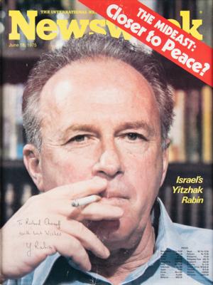 Lot #204 Yitzhak Rabin Signed Oversized Newsweek