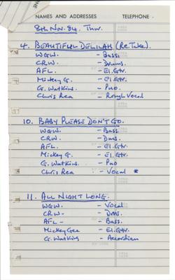 Lot #467 Rolling Stones: Bill Wyman Handwritten Recording Session Notes - Image 2