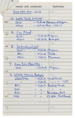 Lot #467 Rolling Stones: Bill Wyman Handwritten Recording Session Notes - Image 3