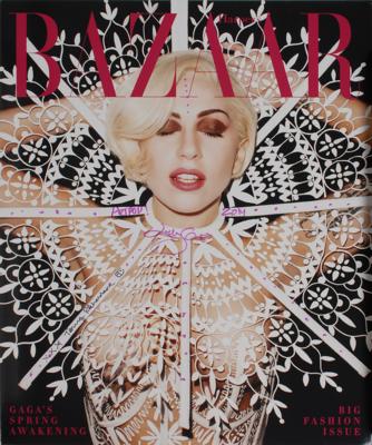 Lot #528 Lady Gaga Signed Oversized Bazaar Magazine Print - Image 1