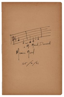 Lot #446 Maurice Ravel Autograph Musical Quotation Signed - Image 1