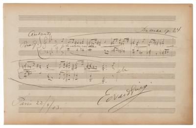 Lot #441 Edvard Grieg Autograph Musical Quotation Signed from 'Ballade, Op. 24' - Image 1