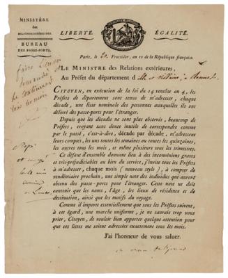 Lot #214 Charles-Maurice de Talleyrand Document
