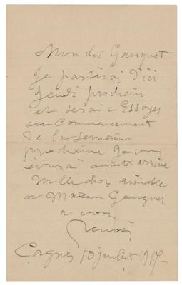 Lot #337 Pierre-Auguste Renoir Autograph Letter