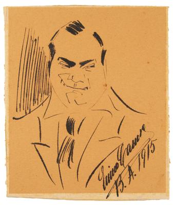 Lot #437 Enrico Caruso Signed Sketch