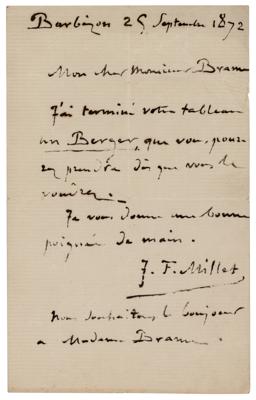 Lot #333 Jean-François Millet Autograph Letter Signed - Image 1