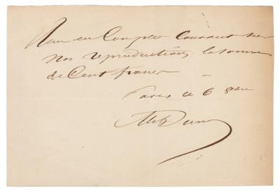 Lot #409 Alexandre Dumas, pere Autograph Document Signed - Image 1