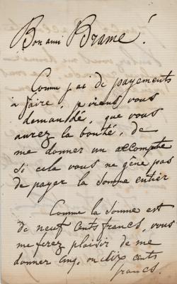 Lot #328 Johan Jongkind Autograph Letter Signed - Image 1