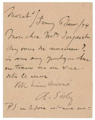 Lot #340 Alfred Sisley Autograph Letter Signed - Image 1