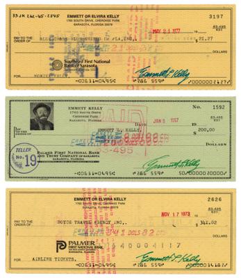 Lot #644 Emmett Kelly (3) Signed Checks - Image 1