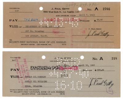 Lot #163 J. Paul Getty (2) Signed Checks - Image 1