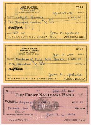 Lot #430 John Updike (3) Signed Checks - Image 1