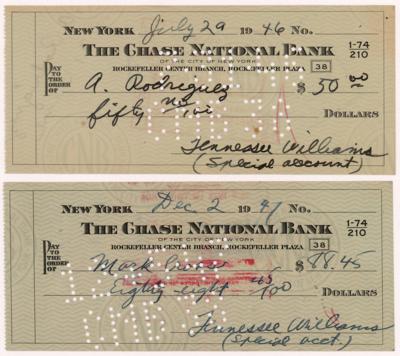 Lot #434 A Streetcar Named Desire: Tennessee Williams (2) Signed Checks - Image 1