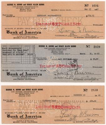 Lot #599 George Burns (3) Signed Checks - Endorsed by Clarence Nash and Paul Whiteman - Image 1