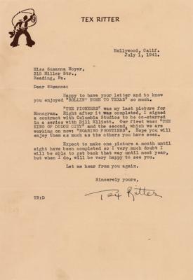 Lot #688 Tex Ritter Typed Letter Signed - Image 1