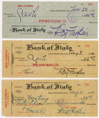 Lot #703 Ben Turpin (3) Signed Checks - Image 1