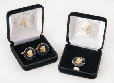 Lot #76 Mike Pence Vice Presidential Jewelry Gifts: Cufflinks and Lapel Pin - Image 1