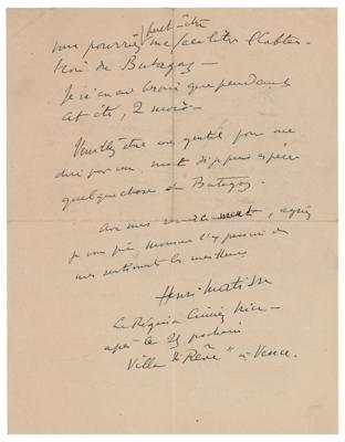 Lot #332 Henri Matisse Autograph Letter Signed - Image 2