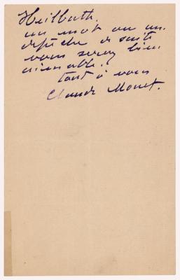 Lot #335 Claude Monet Autograph Letter Signed on Art Sale - Image 2