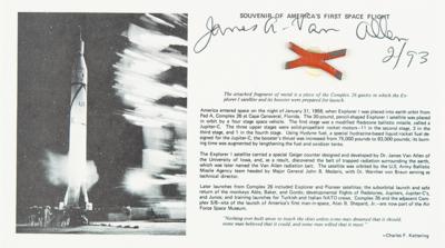 Lot #323 Explorer I: James Van Allen Signed Complex 26 Fragment - Image 1