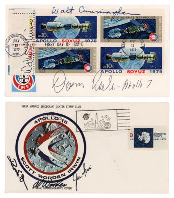 Lot #302 Apollo Astronauts (2) Crew-Signed Covers - Apollo 7 and Apollo 15