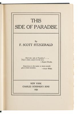 Lot #389 F. Scott Fitzgerald: This Side of Paradise (First Edition) - Image 4