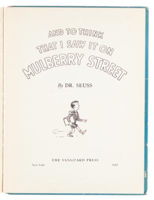 Lot #399 Dr. Seuss: And to Think That I Saw It on Mulberry Street (First Edition) - Image 3