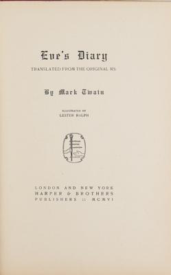 Lot #407 Samuel Clemens: Eve's Diary by Mark Twain (First Edition) - Image 4