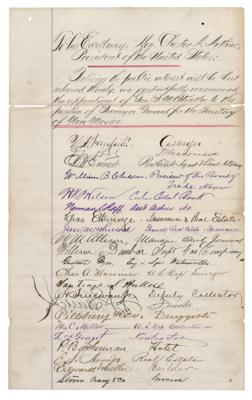 Lot #58 Benjamin Harrison Autograph Endorsement Signed to Pres. Chester A. Arthur - Image 2