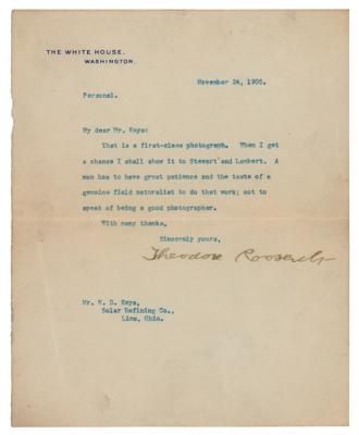 Lot #24 Theodore Roosevelt Typed Letter Signed as President on Nature Photography