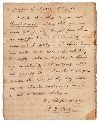 Lot #157 John H. Eaton Autograph Letter Signed - Image 2