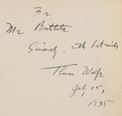 Lot #401 Thomas Wolfe Signed Book - Image 2