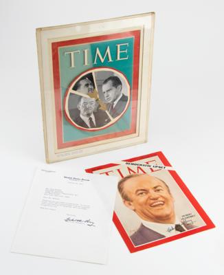 Lot #94 Hubert Humphrey Signed Time Magazine 1968 Election 'Standby' Cover and Alternate Original Artwork - Image 1