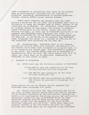 Lot #5004 Steve Jobs Signed 1982 Apple Contract for Macintosh Word Processor - Image 5