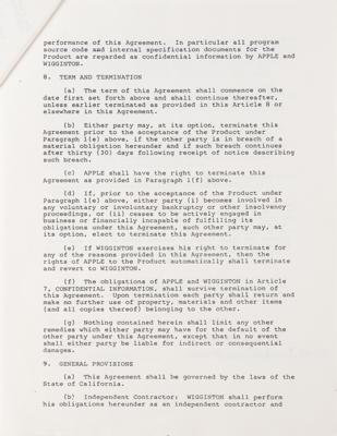 Lot #5004 Steve Jobs Signed 1982 Apple Contract for Macintosh Word Processor - Image 9