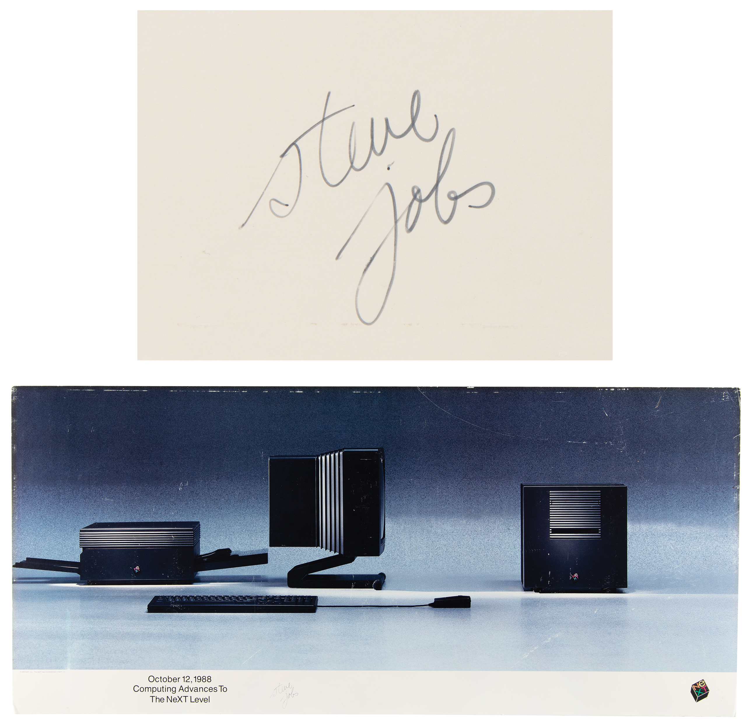 Lot #5007 Steve Jobs Signed 1988 NeXT Computer Launch Poster