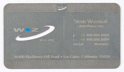Lot #5046 Steve Wozniak WOZ.ORG Metal Business Card