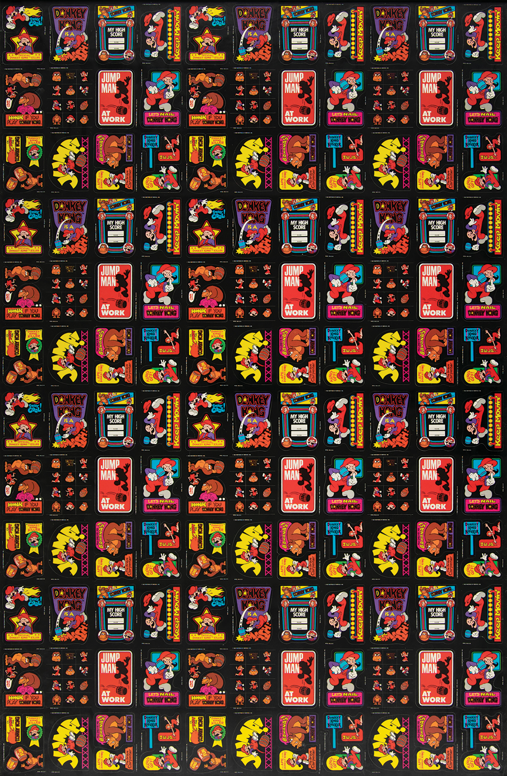 Lot #5067 Nintendo: Donkey Kong 1982 Topps Uncut Sheet of (132) Sticker Cards - Image 1