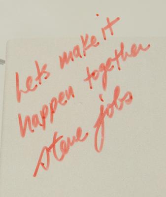 Lot #5006 Steve Jobs Signed 'Macintosh Office' Poster - “Let’s make it happen together, steve jobs" - Image 2