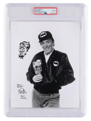 Lot #353 Bob Kane Signed Photograph with Joker Sketch - PSA MINT 9