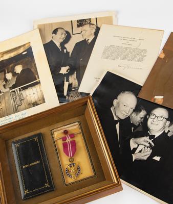 Lot #42 Harry S. Truman Medal of Merit with Document Signed as President - Image 1