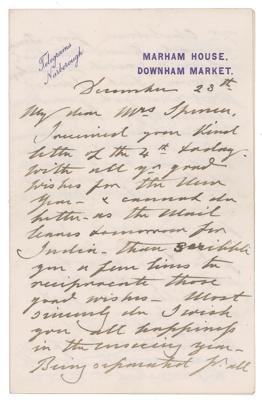 Lot #195 King Edward VII Writes About Princess's Wedding Anniversary