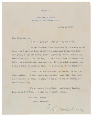 Lot #492 P. G. Wodehouse Typed Letter Signed
