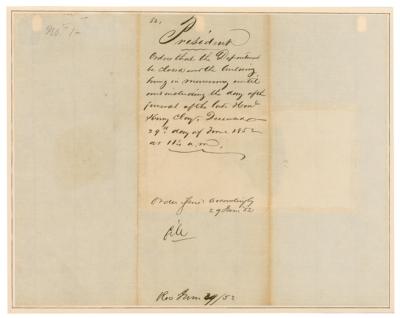 Lot #17 Millard Fillmore Letter Signed as President on Death of Clay - Image 3