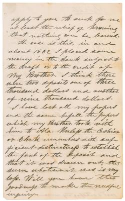 Lot #241 Jefferson Davis Autograph Letter Signed on His Desperate Financial Plight - Image 2