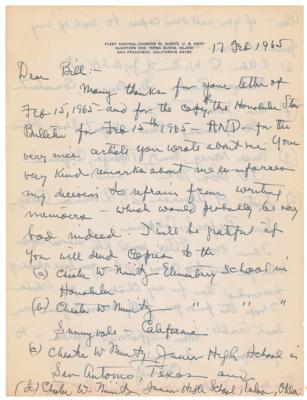 Lot #264 Chester Nimitz Autograph Letter Signed