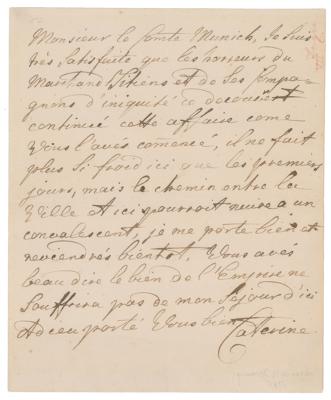 Lot #124 Catherine the Great Autograph Letter Signed on Art Collection