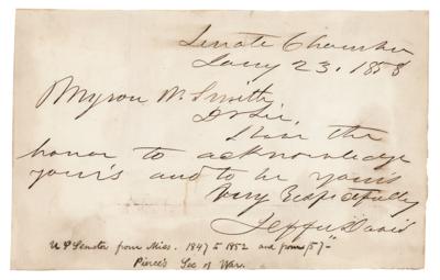 Lot #242 Jefferson Davis Autograph Letter Signed - Image 1