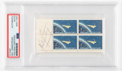 Lot #279 Neil Armstrong Signed Stamp Block - Image 1