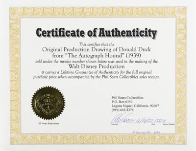 Lot #343 Donald Duck production drawing from The Autograph Hound - Image 2